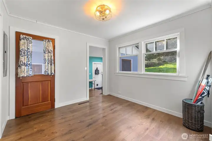 2nd entry door of the flex space which would be ideal for a dining room.