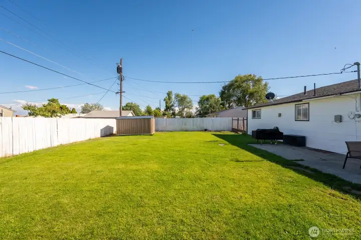 A large back yard with garden space and lots of room to play!