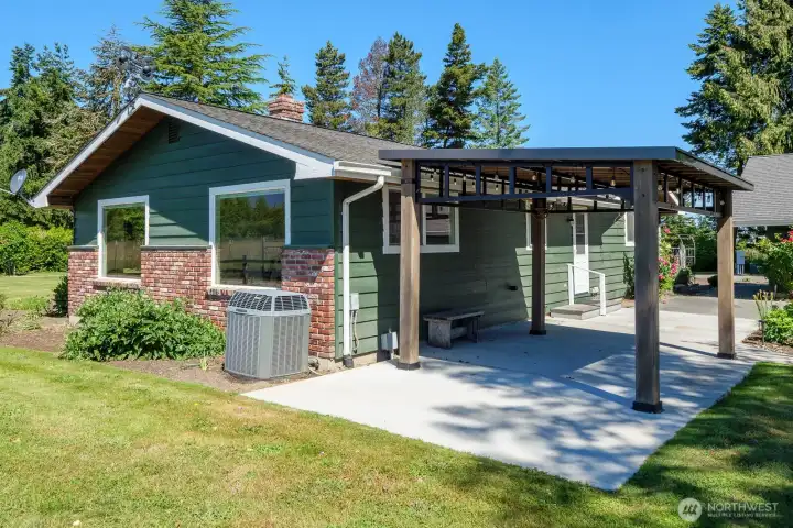 Back patio with covered awning