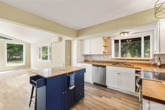 New Kitchen with butcher block counters and new appliances