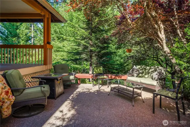 Here's a full view of one of the outdoor entertaining areas. You actually have space to use outside, so hard to find these days!