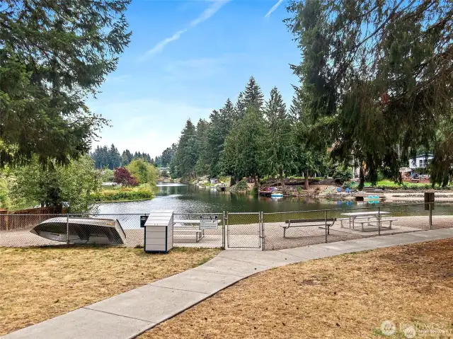 Private lake access for community members only.  This is what your annual HOA dues cover, along with the private community swimming pool.