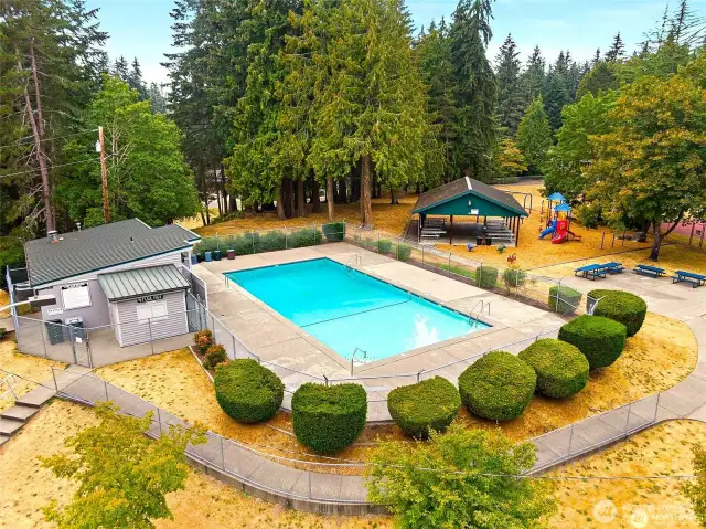 Private community swimming pool and picnic/play area.  You will appreciate this quiet oasis when Lake Tapps is swarming with people!
