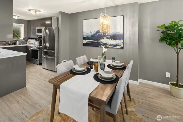 Modern remodeled kitchen with casual dining.