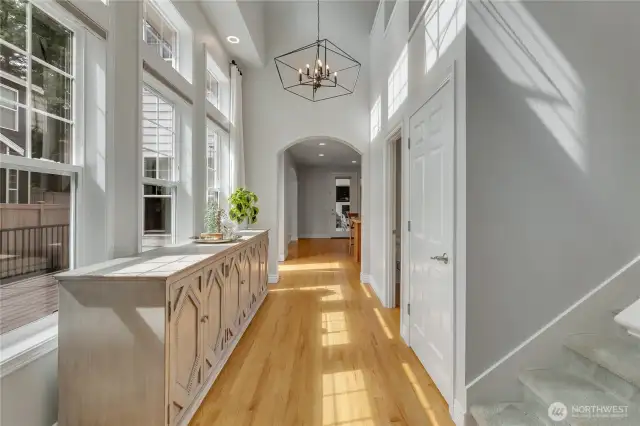 Entry hallway from front door to stairs and kitchen