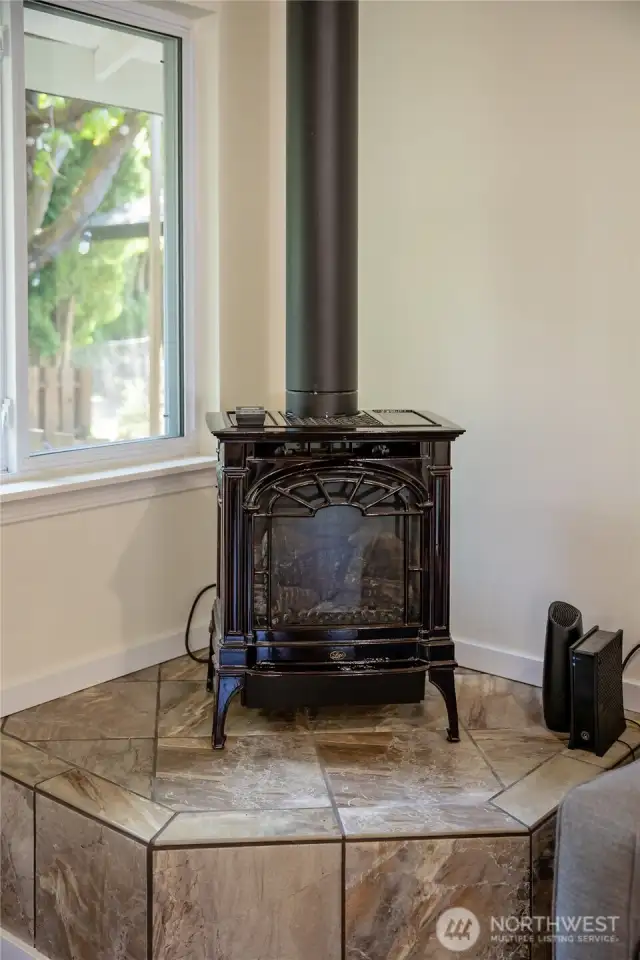Gas fireplace in bonus room