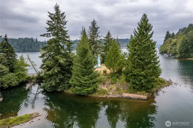 Tent Camping on this island with a lighthouse!