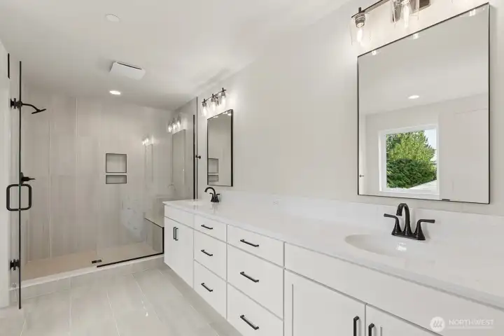 Luxurious primary bathroom.