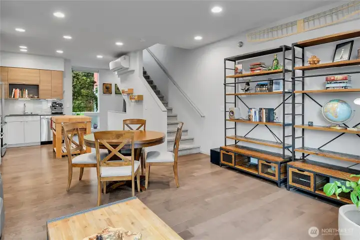 Stairs to bedrooms on upper level