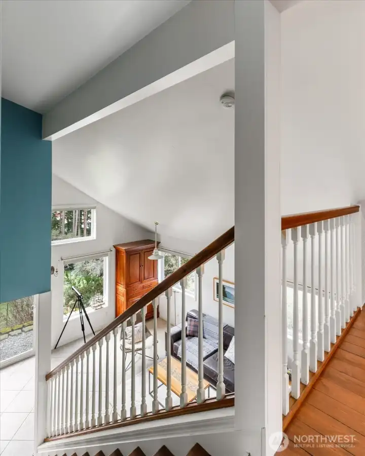 Looking from landing to living room below.