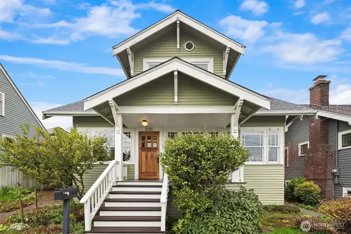 Charming and elegant Craftsman in the coveted Sunset Hill neighborhood, set on a quiet dead-end street and filled with old-world character and natural light from south-facing windows.