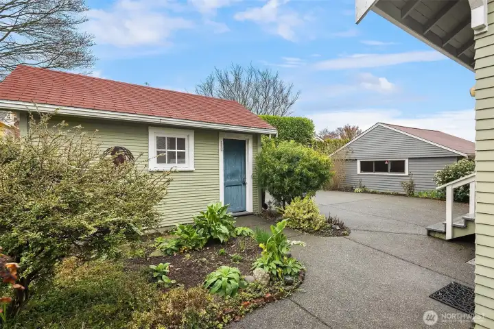 Two spacious parking areas in the back off the ally and a 1-car garage