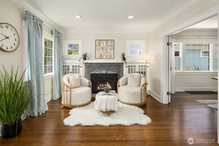 Charming Built in Cabinets and Crown Molding throughout