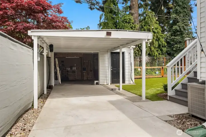 One Car Garage with Carport and Tons of off street parking