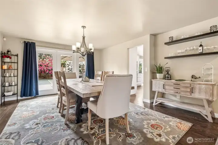 This beautiful room is waiting for the next party!  (perfectly sized dining table available for purchase)