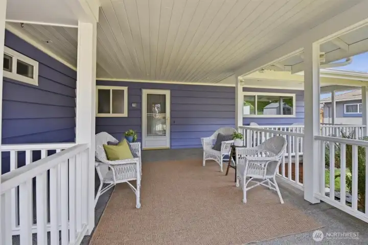 Front porch over cool concrete floors is a delightful place to relax