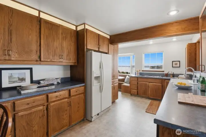 This custom kitchen offers storage...and more storage!