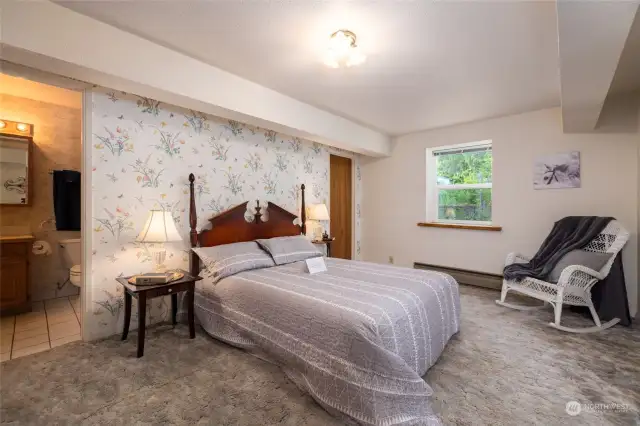 Spacious Primary Bedroom on the lower unit with 3/4 bath.