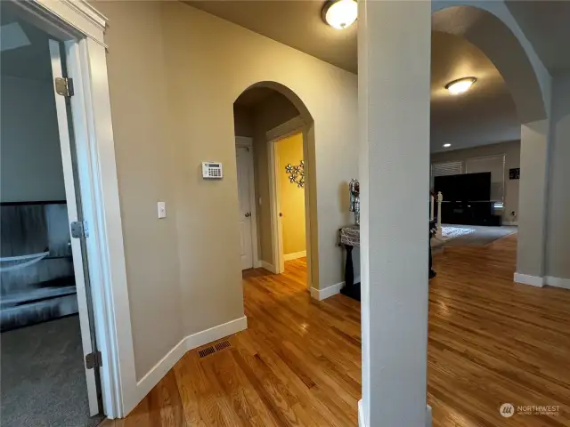 Inviting wood floors with spacious room.