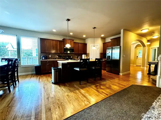 Kitchen with eating bar.