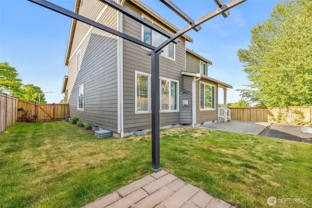 Fully fenced yard will keep pets and little ones safe at play.