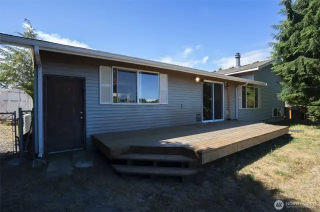 Large deck in backyard