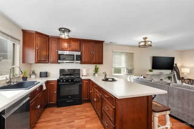 Great cabinet storage. Oversized sink. New Dishwasher!