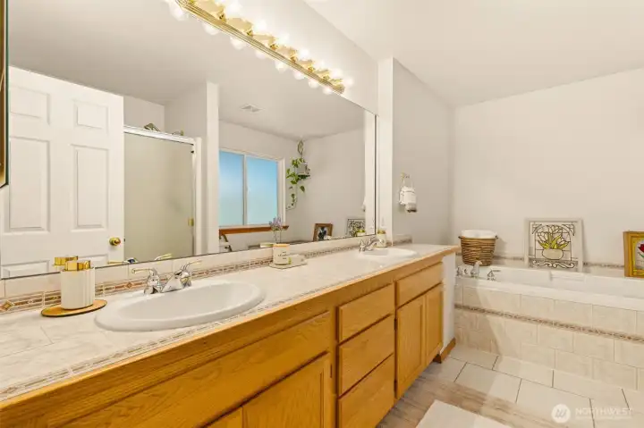 Double vanities offer ample space for routines