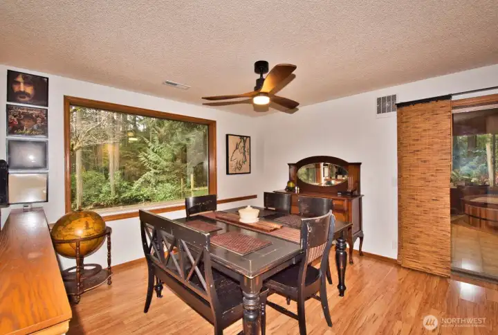 Roomy dining space with the large picture window.