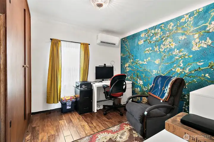 Bedroom 1 currently used as an office space. original built-in closet space. Mini-split for perfect temperature controlled room.