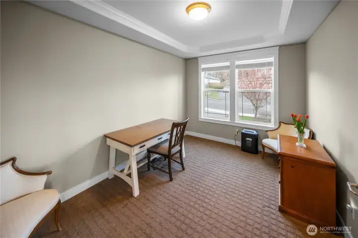 Office on the main just to the right of the front door