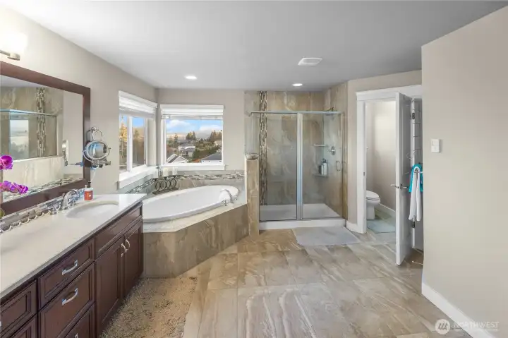 Heated floors in the primary bath!