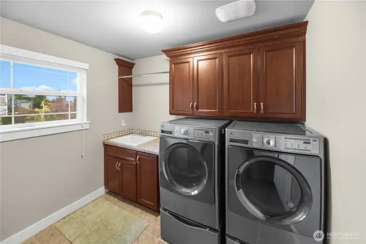 Laundry upstairs. Washer and dryer stay