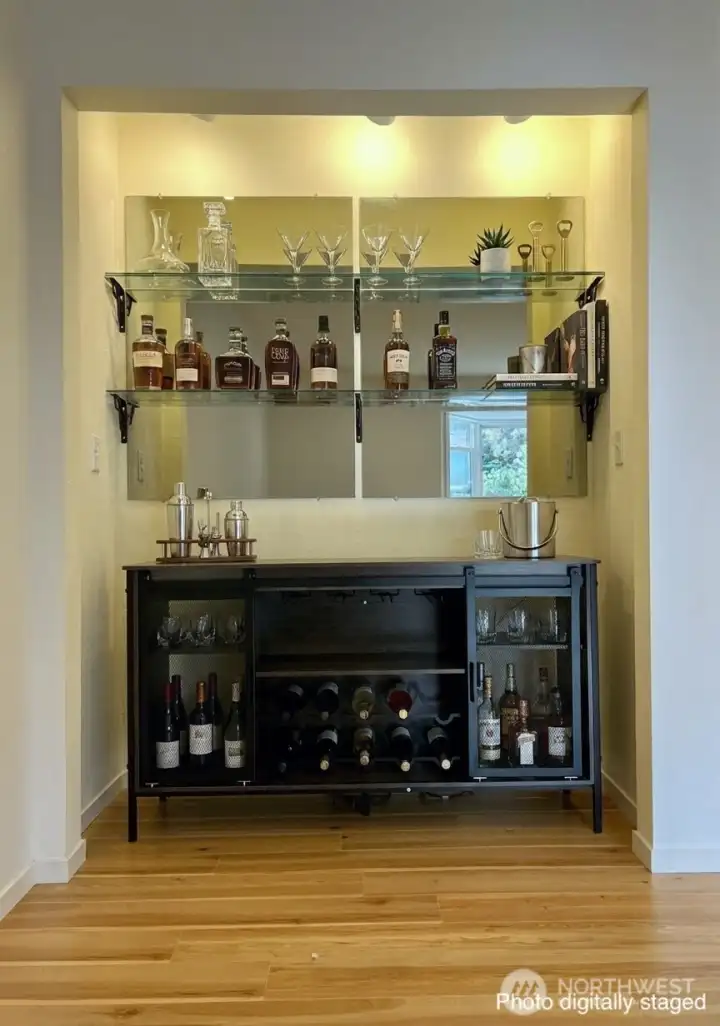 The e-staged bar is filled with e-drinks : - ) !