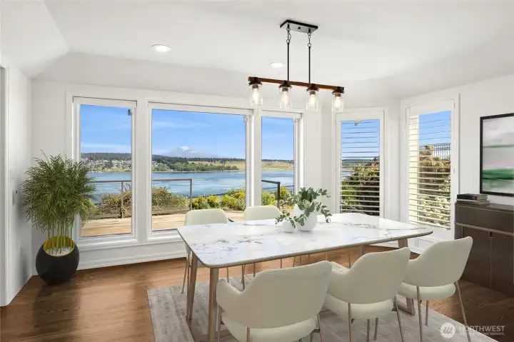 Whether hosting gatherings or everyday living this dining area with THIS view will not disappoint. (staged photo)