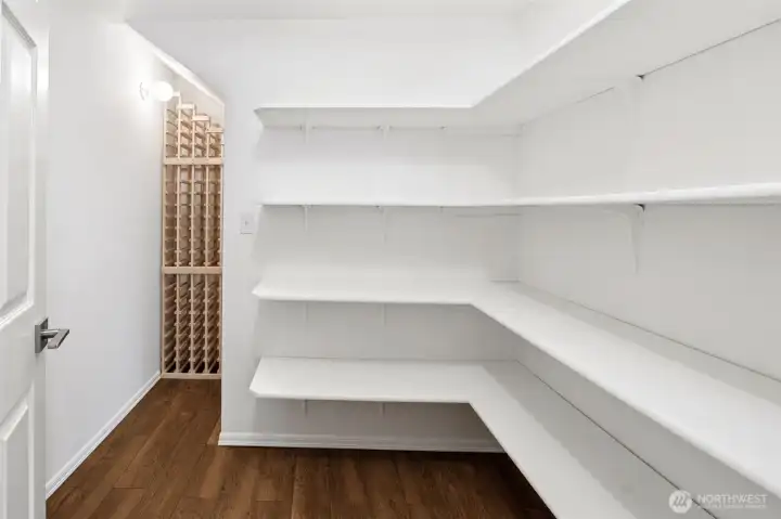 Located on the lower level just outside the laundry room is a nice storage closet for all your extras (including the wine!)