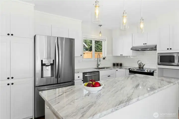 Bright island kitchen