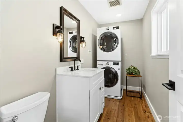Recent update includes indoor laundry and new powder bath