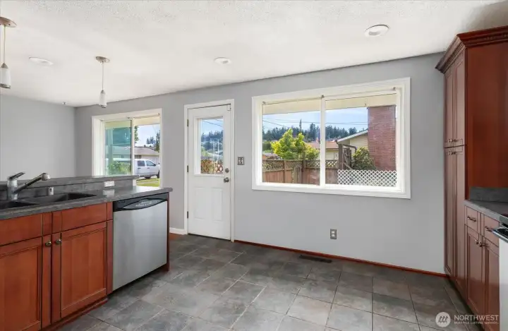 Door exits to back yard. Door exits to back yard.
