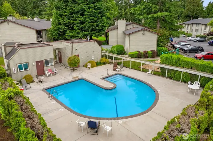 Aerial shot of community pool