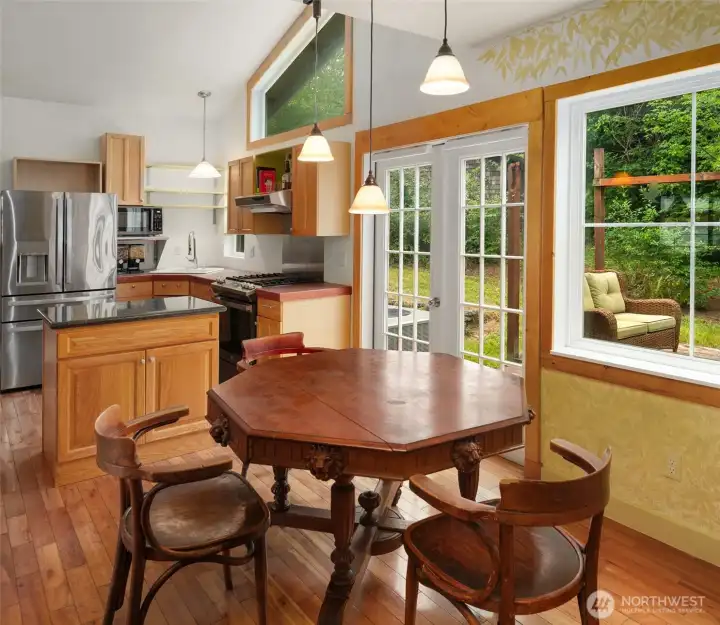 Social kitchen design puts the dining area next to the kitchen. Social kitchen design puts the dining area next to the kitchen.