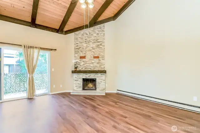 Custom NW stone fireplace/mantle/easyTV install