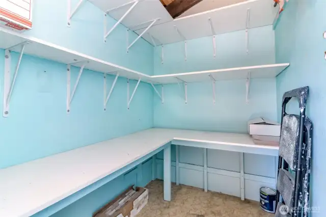 Deck storage with ample shevles
