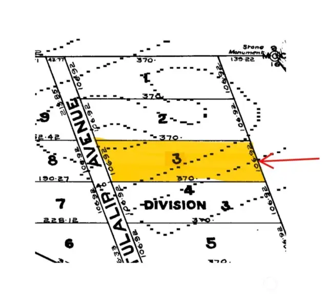 Map with approximate lot dimensions