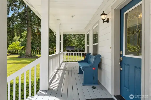 Front porch bench to observe the peace and solitude.