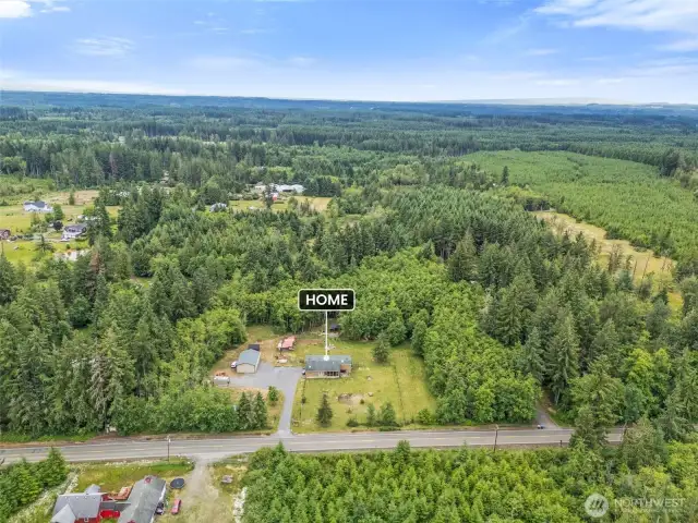Surrounded by trees, with many walking trails.