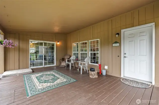 Covered front porch for enjoying the outdoors all season long!