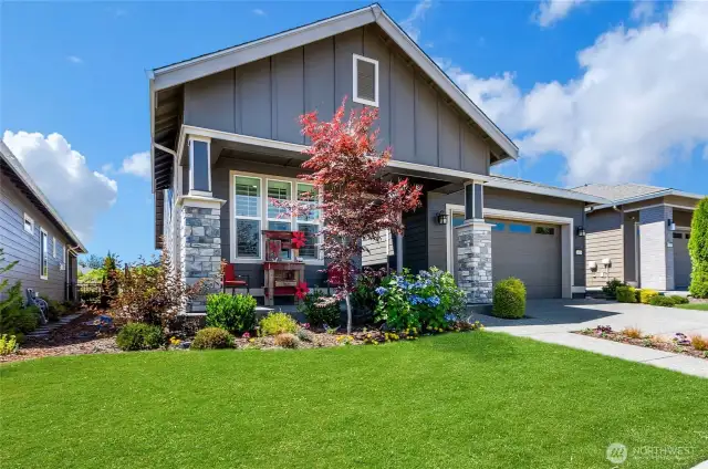 HOA manages watering in the front yards with sprinkler systems and underground drip systems. Water is on a different system than yours so you don't pay additionally for the water (nor the mowing, etc.).