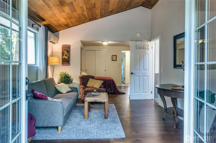 French doors from parlor to private deck