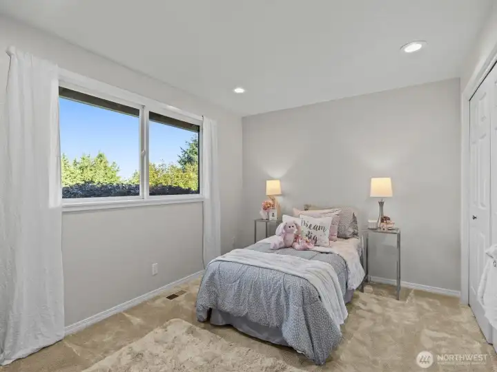 The 1st of 2 bedrooms on the main floor.